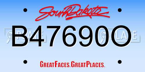B47690O South Dakota License Plate