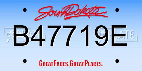 B47719E South Dakota License Plate