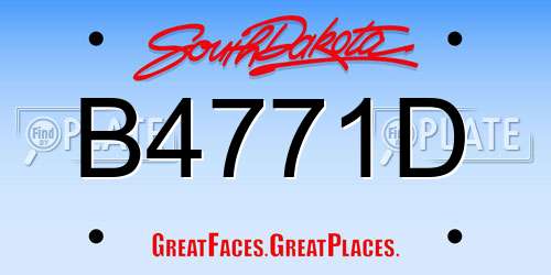 B4771D South Dakota License Plate