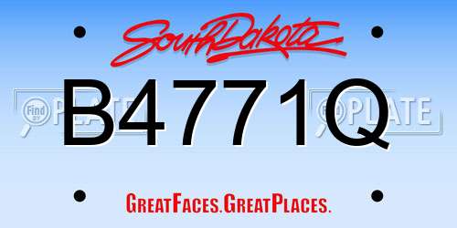 B4771Q South Dakota License Plate