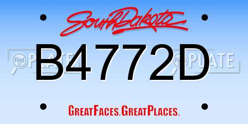 B4772D South Dakota License Plate