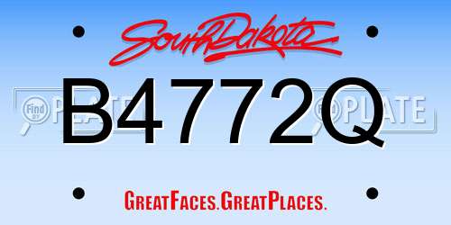 B4772Q South Dakota License Plate