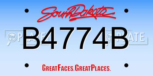 B4774B South Dakota License Plate