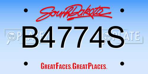 B4774S South Dakota License Plate