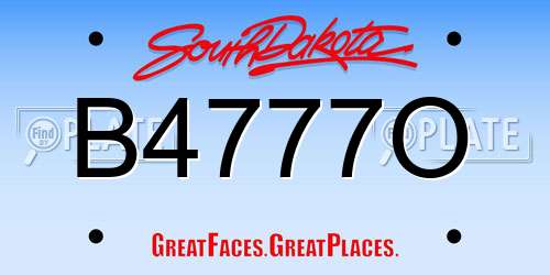 B4777O South Dakota License Plate