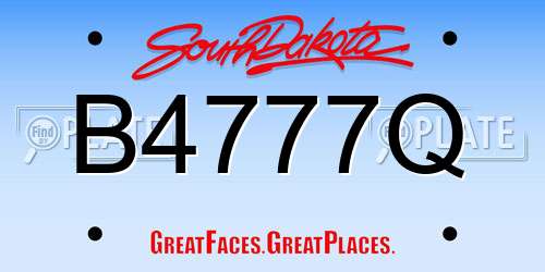 B4777Q South Dakota License Plate