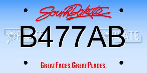 B477AB South Dakota License Plate
