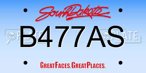 B477AS South Dakota License Plate