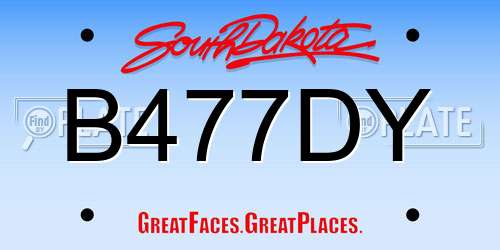 B477DY South Dakota License Plate