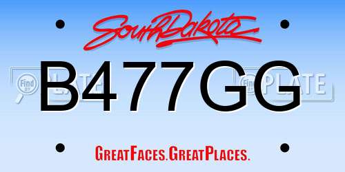 B477GG South Dakota License Plate