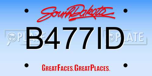 B477ID South Dakota License Plate