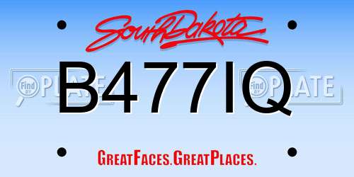 B477IQ South Dakota License Plate
