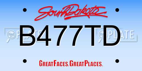 B477TD South Dakota License Plate