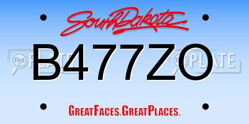 B477ZO South Dakota License Plate