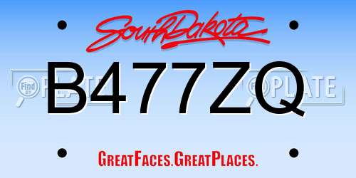 B477ZQ South Dakota License Plate