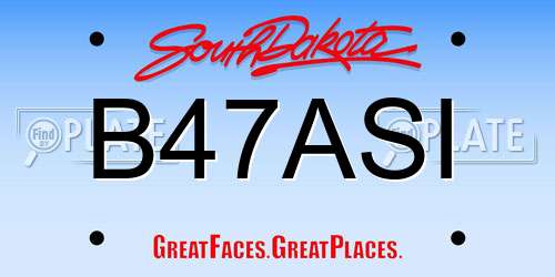B47ASI South Dakota License Plate