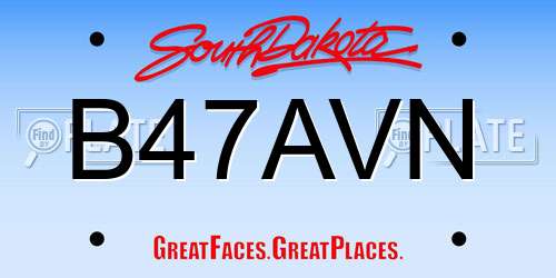 B47AVN South Dakota License Plate