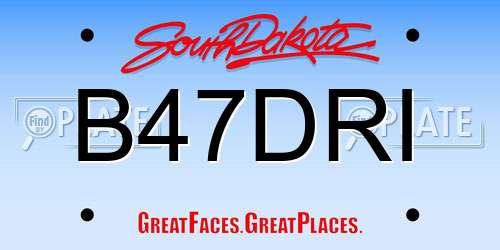 B47DRI South Dakota License Plate
