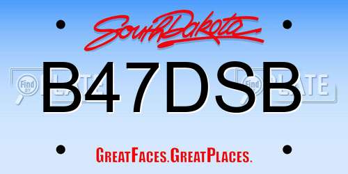 B47DSB South Dakota License Plate