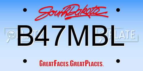 B47MBL South Dakota License Plate