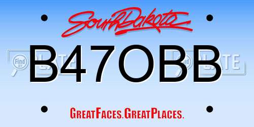 B47OBB South Dakota License Plate