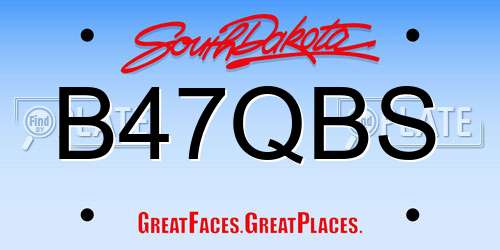 B47QBS South Dakota License Plate
