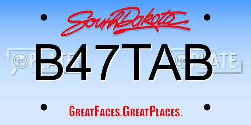 B47TAB South Dakota License Plate