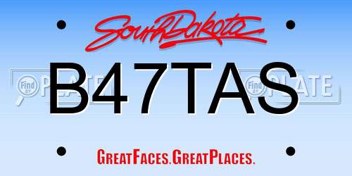 B47TAS South Dakota License Plate