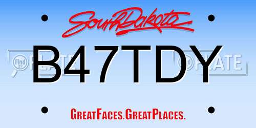 B47TDY South Dakota License Plate