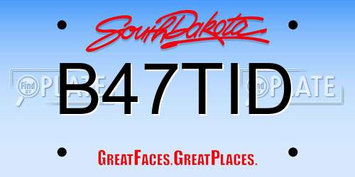 B47TID South Dakota License Plate