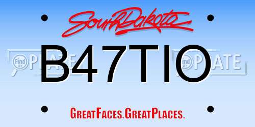 B47TIO South Dakota License Plate