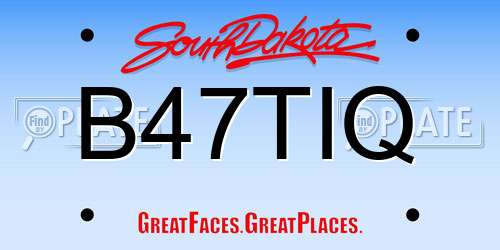 B47TIQ South Dakota License Plate