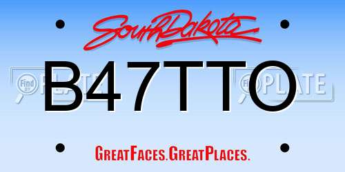 B47TTO South Dakota License Plate