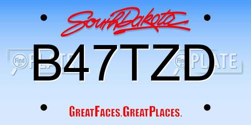 B47TZD South Dakota License Plate