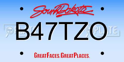 B47TZO South Dakota License Plate