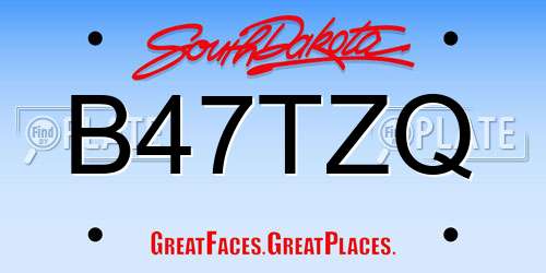 B47TZQ South Dakota License Plate