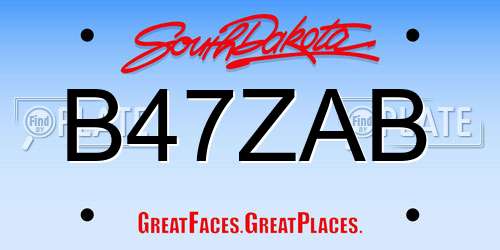 B47ZAB South Dakota License Plate