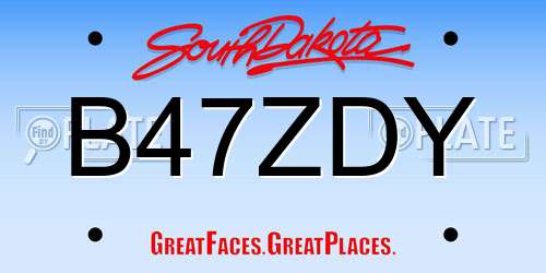 B47ZDY South Dakota License Plate