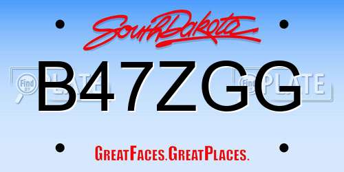 B47ZGG South Dakota License Plate