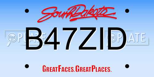 B47ZID South Dakota License Plate
