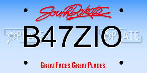 B47ZIO South Dakota License Plate