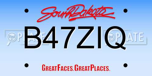 B47ZIQ South Dakota License Plate