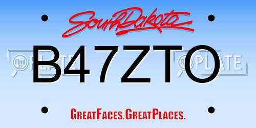 B47ZTO South Dakota License Plate