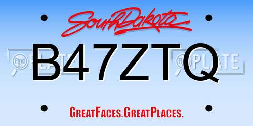 B47ZTQ South Dakota License Plate