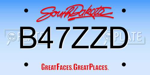 B47ZZD South Dakota License Plate