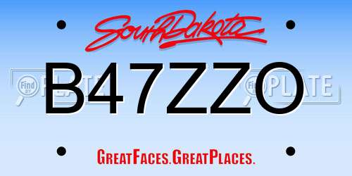 B47ZZO South Dakota License Plate