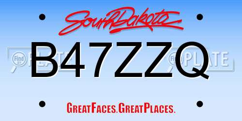 B47ZZQ South Dakota License Plate