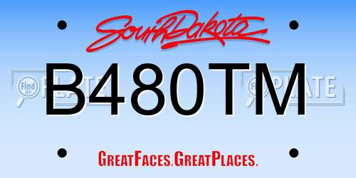 B480TM South Dakota License Plate