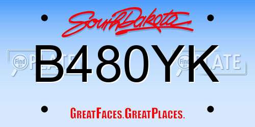 B480YK South Dakota License Plate