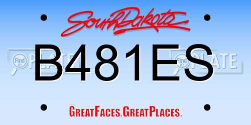 B481ES South Dakota License Plate